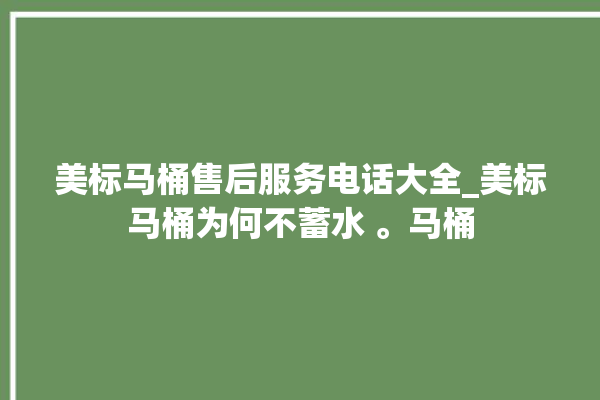 美标马桶售后服务电话大全_美标马桶为何不蓄水 。马桶