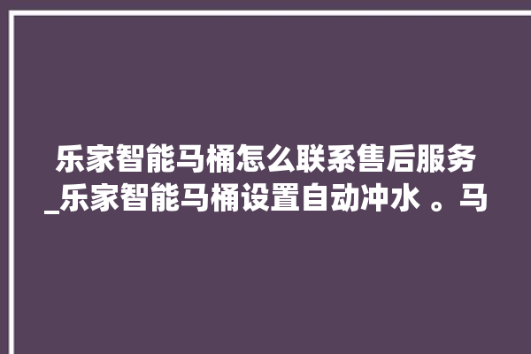 乐家智能马桶怎么联系售后服务_乐家智能马桶设置自动冲水 。马桶