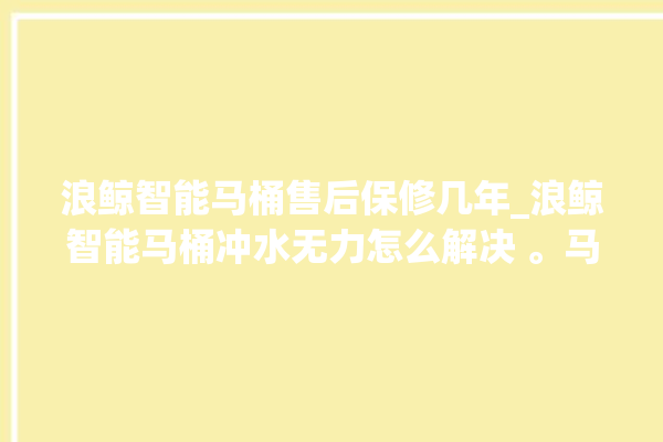 浪鲸智能马桶售后保修几年_浪鲸智能马桶冲水无力怎么解决 。马桶