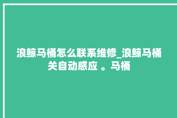 浪鲸马桶怎么联系维修_浪鲸马桶关自动感应 。马桶