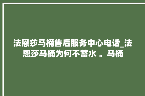 法恩莎马桶售后服务中心电话_法恩莎马桶为何不蓄水 。马桶