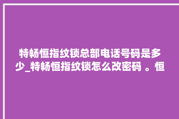 特畅恒指纹锁总部电话号码是多少_特畅恒指纹锁怎么改密码 。恒指