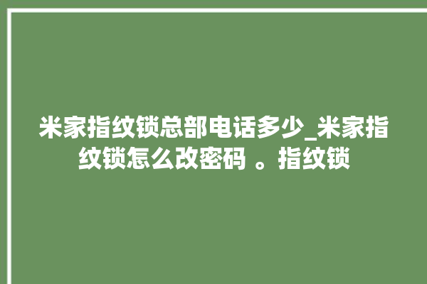 米家指纹锁总部电话多少_米家指纹锁怎么改密码 。指纹锁