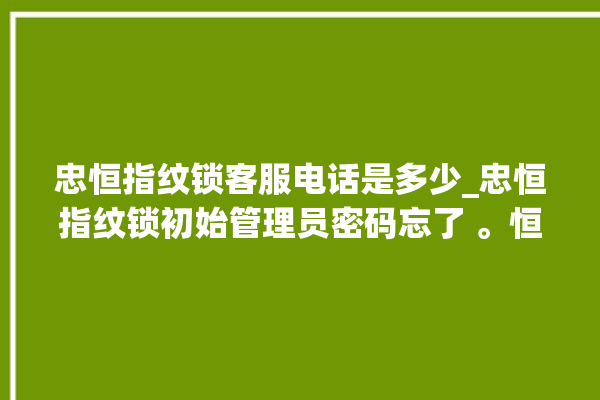 忠恒指纹锁客服电话是多少_忠恒指纹锁初始管理员密码忘了 。恒指