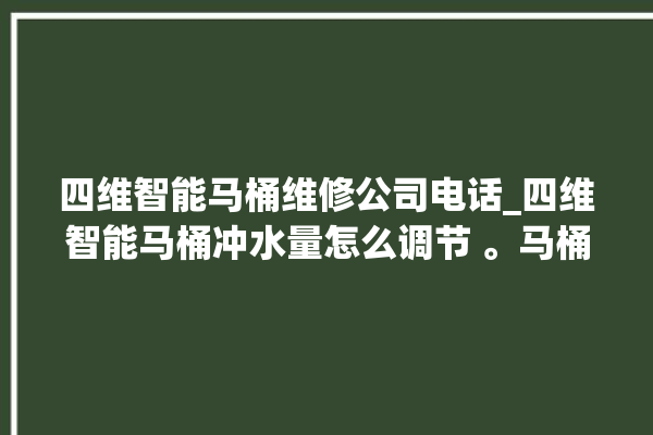 四维智能马桶维修公司电话_四维智能马桶冲水量怎么调节 。马桶