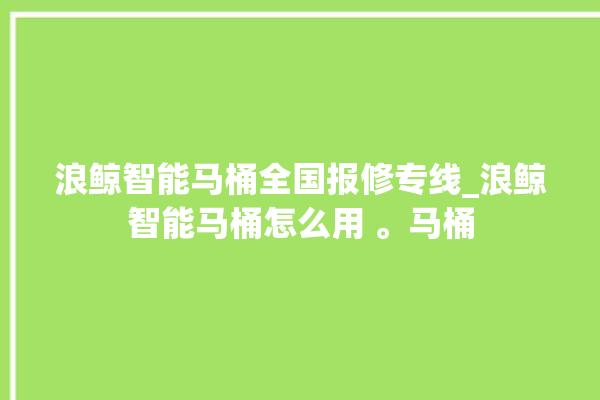 浪鲸智能马桶全国报修专线_浪鲸智能马桶怎么用 。马桶