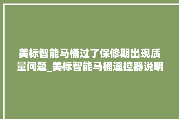 美标智能马桶过了保修期出现质量问题_美标智能马桶遥控器说明书 。马桶