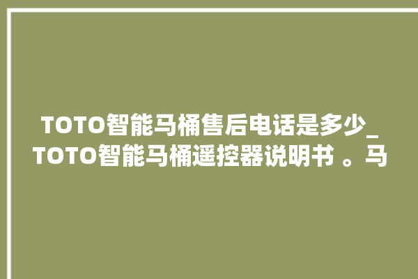 TOTO智能马桶售后电话是多少_TOTO智能马桶遥控器说明书 。马桶