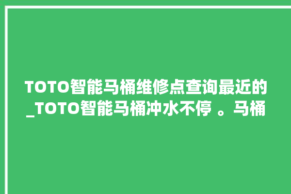 TOTO智能马桶维修点查询最近的_TOTO智能马桶冲水不停 。马桶