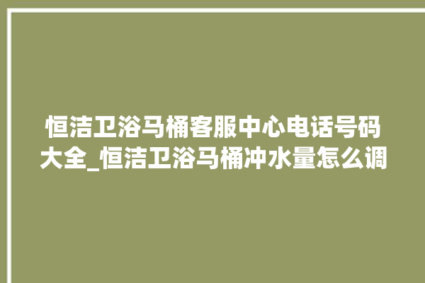 恒洁卫浴马桶客服中心电话号码大全_恒洁卫浴马桶冲水量怎么调节 。马桶