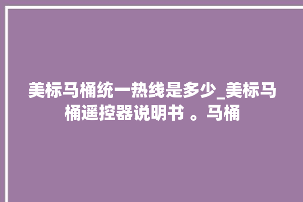 美标马桶统一热线是多少_美标马桶遥控器说明书 。马桶