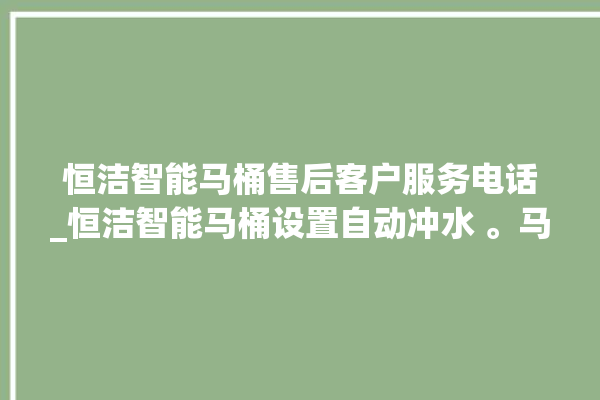 恒洁智能马桶售后客户服务电话_恒洁智能马桶设置自动冲水 。马桶