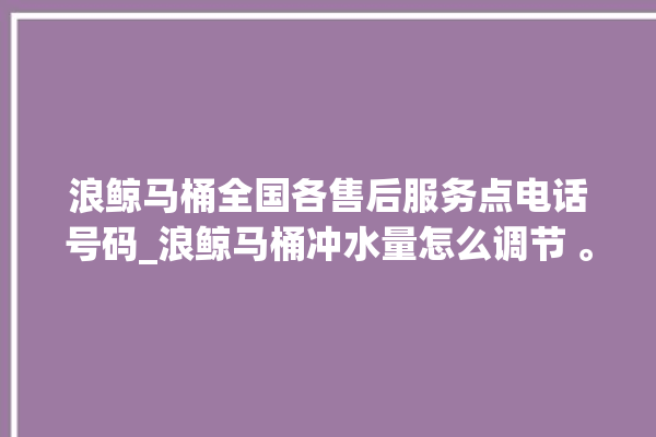 浪鲸马桶全国各售后服务点电话号码_浪鲸马桶冲水量怎么调节 。马桶