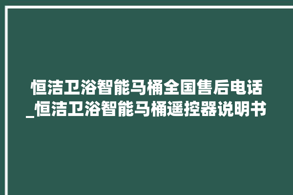 恒洁卫浴智能马桶全国售后电话_恒洁卫浴智能马桶遥控器说明书 。马桶