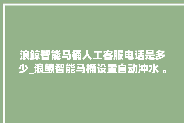 浪鲸智能马桶人工客服电话是多少_浪鲸智能马桶设置自动冲水 。马桶