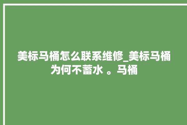 美标马桶怎么联系维修_美标马桶为何不蓄水 。马桶