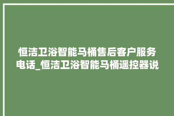 恒洁卫浴智能马桶售后客户服务电话_恒洁卫浴智能马桶遥控器说明书 。马桶