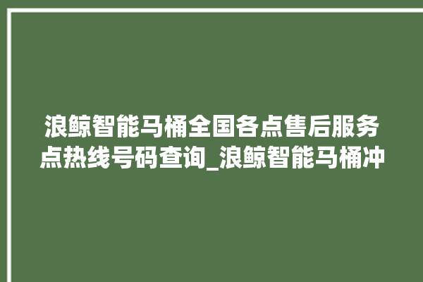 浪鲸智能马桶全国各点售后服务点热线号码查询_浪鲸智能马桶冲水不停 。马桶