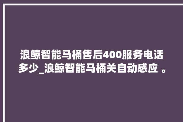 浪鲸智能马桶售后400服务电话多少_浪鲸智能马桶关自动感应 。马桶