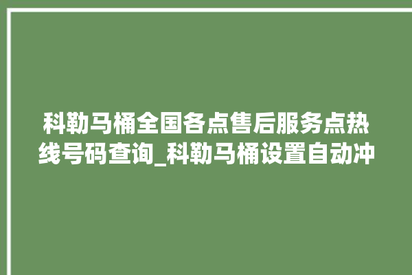 科勒马桶全国各点售后服务点热线号码查询_科勒马桶设置自动冲水 。马桶