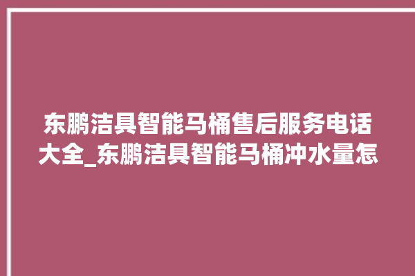 东鹏洁具智能马桶售后服务电话大全_东鹏洁具智能马桶冲水量怎么调节 。马桶