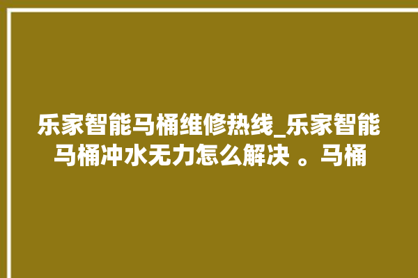 乐家智能马桶维修热线_乐家智能马桶冲水无力怎么解决 。马桶