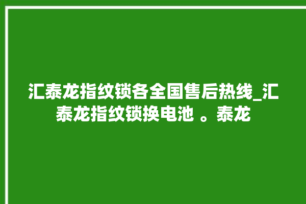 汇泰龙指纹锁各全国售后热线_汇泰龙指纹锁换电池 。泰龙