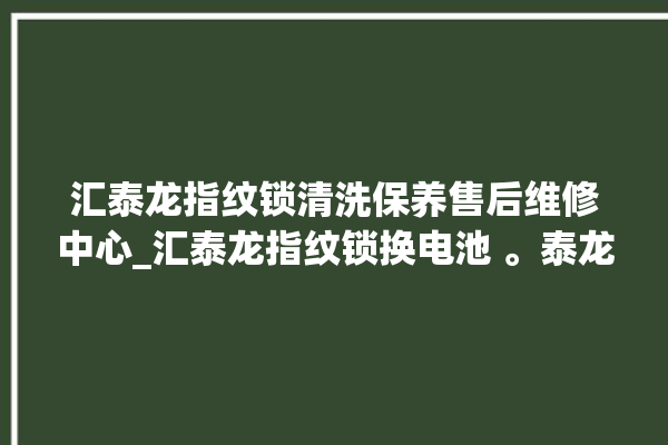 汇泰龙指纹锁清洗保养售后维修中心_汇泰龙指纹锁换电池 。泰龙