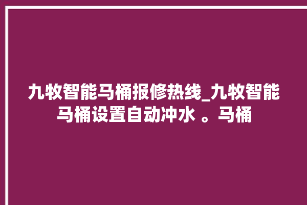 九牧智能马桶报修热线_九牧智能马桶设置自动冲水 。马桶