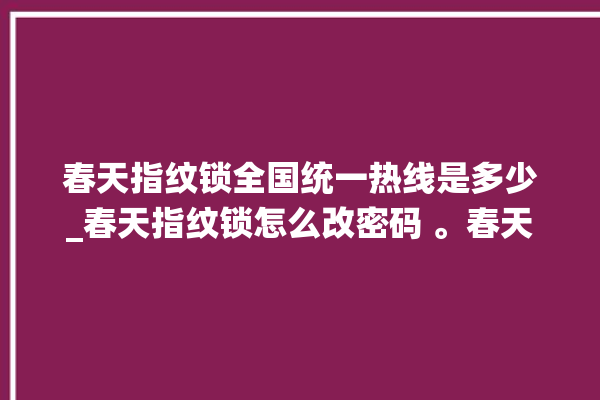 春天指纹锁全国统一热线是多少_春天指纹锁怎么改密码 。春天