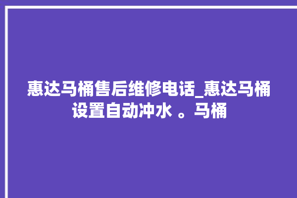 惠达马桶售后维修电话_惠达马桶设置自动冲水 。马桶