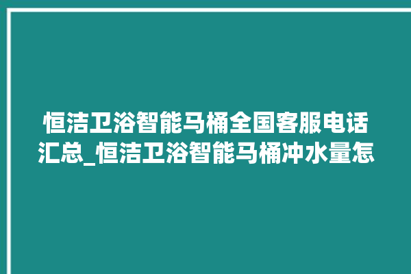 恒洁卫浴智能马桶全国客服电话汇总_恒洁卫浴智能马桶冲水量怎么调节 。马桶