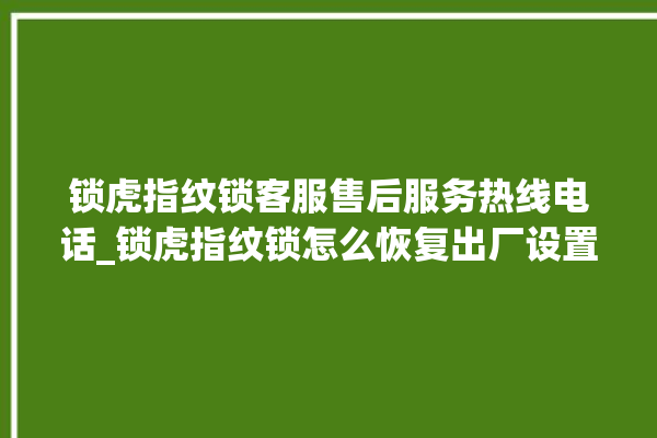 锁虎指纹锁客服售后服务热线电话_锁虎指纹锁怎么恢复出厂设置 。指纹锁