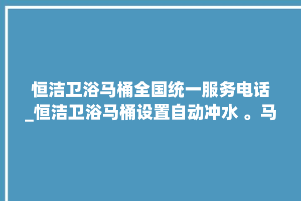 恒洁卫浴马桶全国统一服务电话_恒洁卫浴马桶设置自动冲水 。马桶