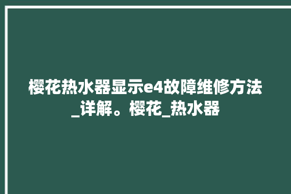 樱花热水器显示e4故障维修方法_详解。樱花_热水器