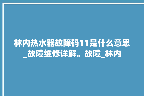 林内热水器故障码11是什么意思_故障维修详解。故障_林内