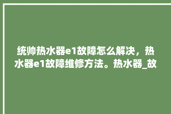 统帅热水器e1故障怎么解决，热水器e1故障维修方法。热水器_故障