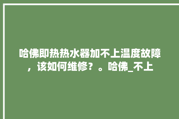 哈佛即热热水器加不上温度故障，该如何维修？。哈佛_不上