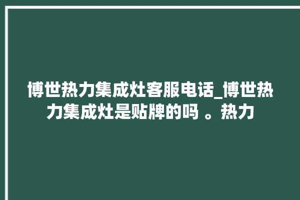 博世热力集成灶客服电话_博世热力集成灶是贴牌的吗 。热力