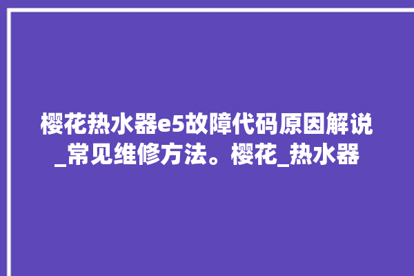 樱花热水器e5故障代码原因解说_常见维修方法。樱花_热水器