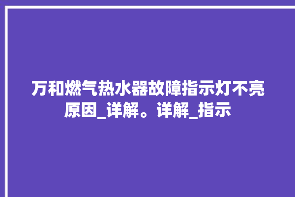 万和燃气热水器故障指示灯不亮原因_详解。详解_指示