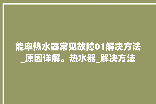 能率热水器常见故障01解决方法_原因详解。热水器_解决方法