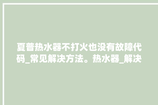 夏普热水器不打火也没有故障代码_常见解决方法。热水器_解决方法