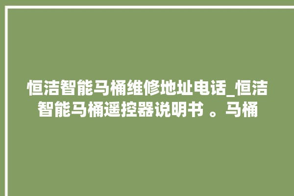 恒洁智能马桶维修地址电话_恒洁智能马桶遥控器说明书 。马桶