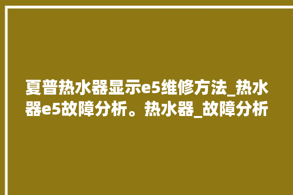 夏普热水器显示e5维修方法_热水器e5故障分析。热水器_故障分析