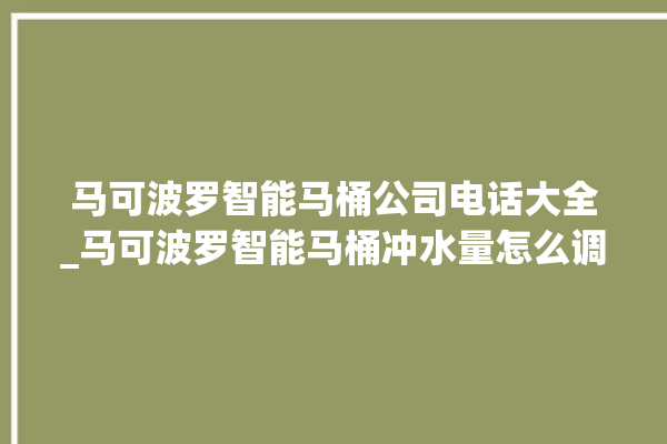 马可波罗智能马桶公司电话大全_马可波罗智能马桶冲水量怎么调节 。马可波罗