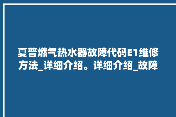 夏普燃气热水器故障代码E1维修方法_详细介绍。详细介绍_故障