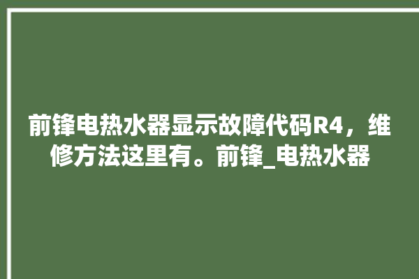 前锋电热水器显示故障代码R4，维修方法这里有。前锋_电热水器