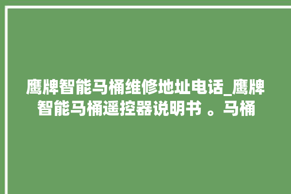 鹰牌智能马桶维修地址电话_鹰牌智能马桶遥控器说明书 。马桶