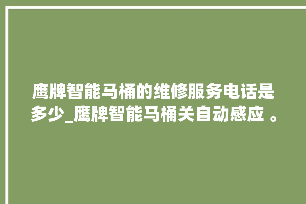 鹰牌智能马桶的维修服务电话是多少_鹰牌智能马桶关自动感应 。马桶